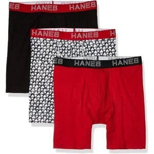 Hanes Comfort Flex Fit Boxer Briefs Mens Small  28-30 Underwear 3 Pack Red Black